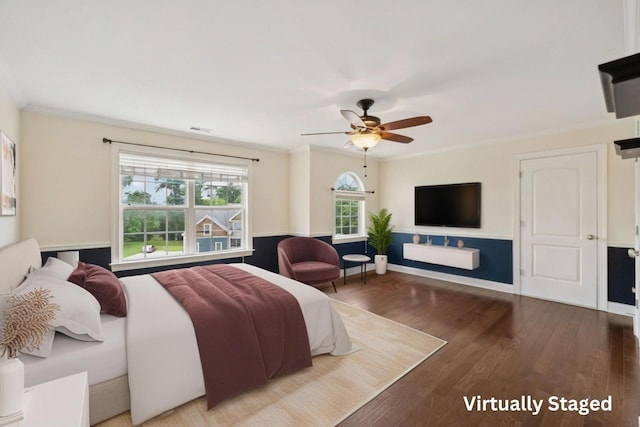 1769 Mayflower Dr, Columbia, TN 38401 - bedroom with wood finished floors, ornamental molding, baseboards, and a ceiling fan