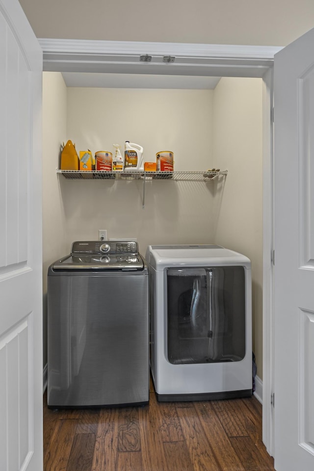 2044 Mainstream Dr, Franklin, TN 37064 - laundry area featuring washer and clothes dryer and dark wood-style floors
