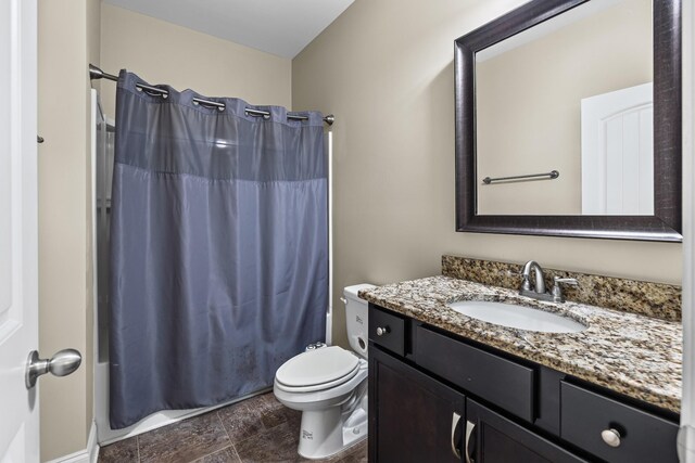 2044 Mainstream Dr, Franklin, TN 37064 - full bathroom with vanity, toilet, and shower / tub combo with curtain