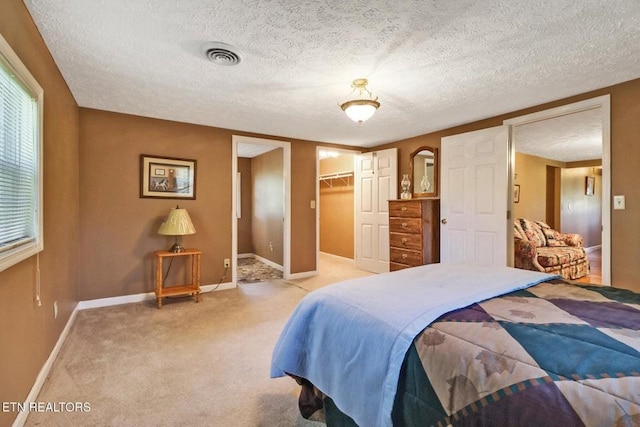 1729 Roslin Rd, Jamestown, TN 38556 - bedroom with light colored carpet, a textured ceiling, a walk in closet, and a closet