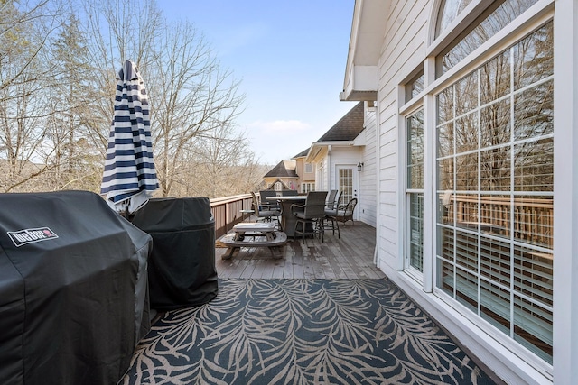 9727 Chestnut Hill Ln, Chattanooga, TN 37421 - wooden deck featuring outdoor dining space and grilling area