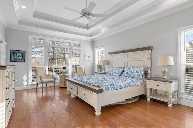 9727 Chestnut Hill Ln, Chattanooga, TN 37421 - bedroom with hardwood / wood-style flooring, multiple windows, ornamental molding, a ceiling fan, and access to outside