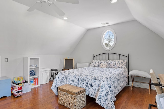 9727 Chestnut Hill Ln, Chattanooga, TN 37421 - bedroom featuring vaulted ceiling, wood finished floors, ceiling fan, and recessed lighting