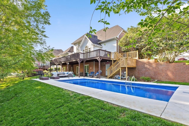 9727 Chestnut Hill Ln, Chattanooga, TN 37421 - outdoor pool with an outdoor hangout area, stairs, a deck, and a patio
