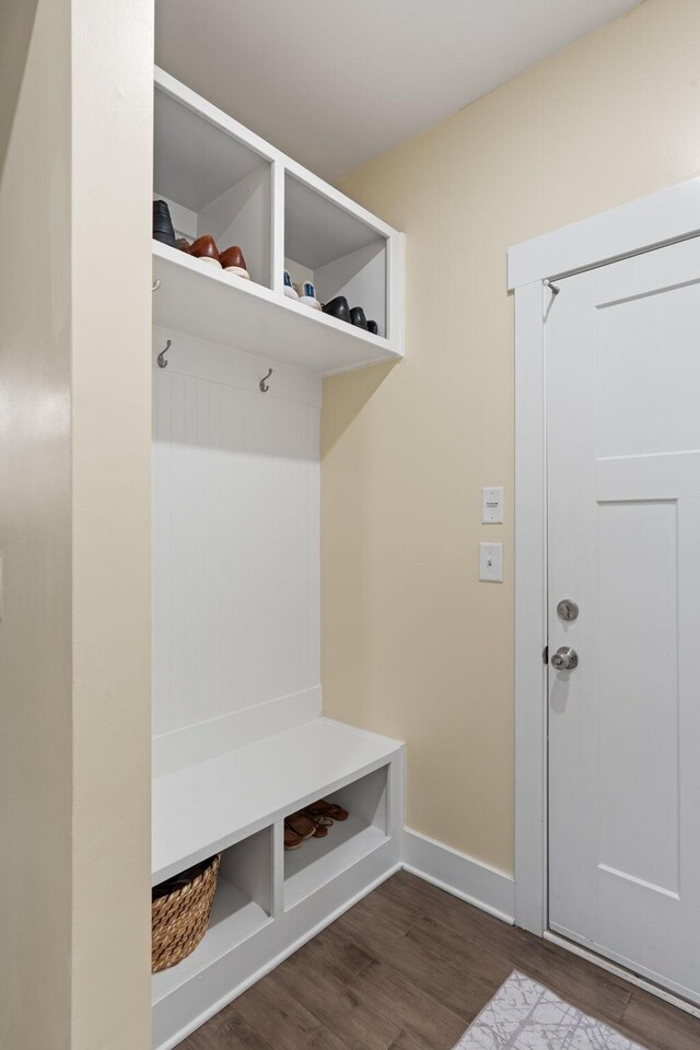 7587 Highborne Ln, Ooltewah, TN 37363 - mudroom featuring dark wood-style flooring and baseboards