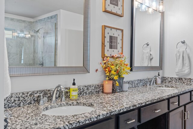 7587 Highborne Ln, Ooltewah, TN 37363 - bathroom with tiled shower and double vanity