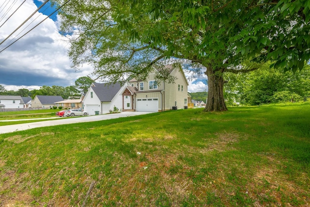 5008 Swan Rd, Chattanooga, TN 37416 - view of front of property with board and batten siding, an attached garage, concrete driveway, and a front yard