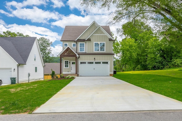 5008 Swan Rd, Chattanooga, TN 37416 - craftsman inspired home with board and batten siding, concrete driveway, an attached garage, and a front lawn