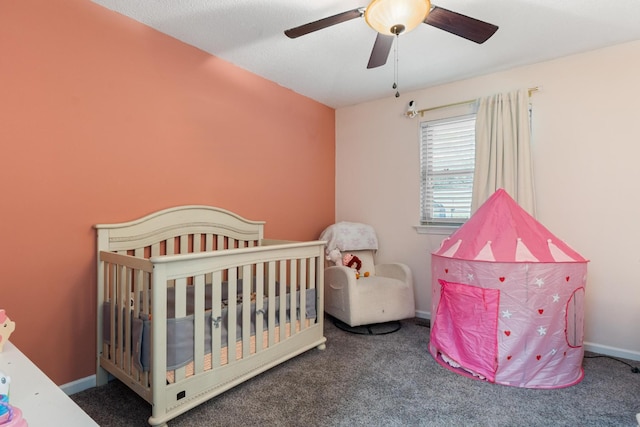 bedroom featuring carpet and ceiling fan