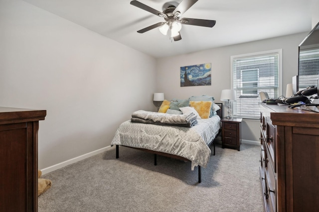 122 Blake Ln, Mount Juliet, TN 37122 - bedroom with light carpet, baseboards, ceiling fan, and a desk