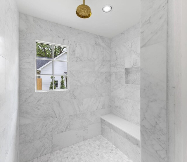 215 Lewisburg Ave, Franklin, TN 37064 - bathroom with tiled shower and recessed lighting