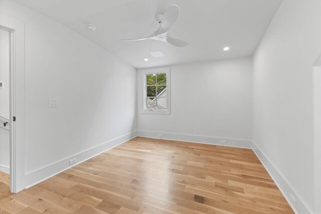 215 Lewisburg Ave, Franklin, TN 37064 - empty room with ceiling fan, light wood finished floors, baseboards, recessed lighting, and a smoke detector