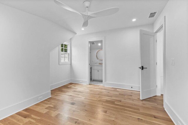 215 Lewisburg Ave, Franklin, TN 37064 - spare room featuring light wood-style floors, a ceiling fan, baseboards, and recessed lighting