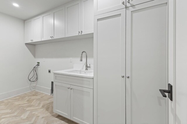 215 Lewisburg Ave, Franklin, TN 37064 - washroom featuring hookup for a washing machine, electric dryer hookup, baseboards, cabinet space, and recessed lighting