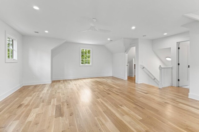 215 Lewisburg Ave, Franklin, TN 37064 - additional living space featuring light wood finished floors, recessed lighting, lofted ceiling, baseboards, and ceiling fan