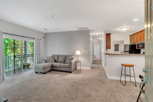 7230 Althorp Way Unit W 12, Nashville, TN 37211 - living room featuring light colored carpet, baseboards, and electric panel