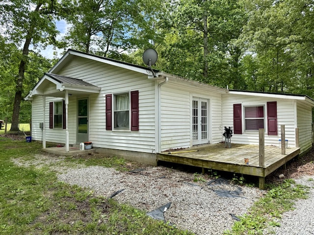 261 Oak Dr, Beechgrove, TN 37018 - back of house with a wooden deck and french doors