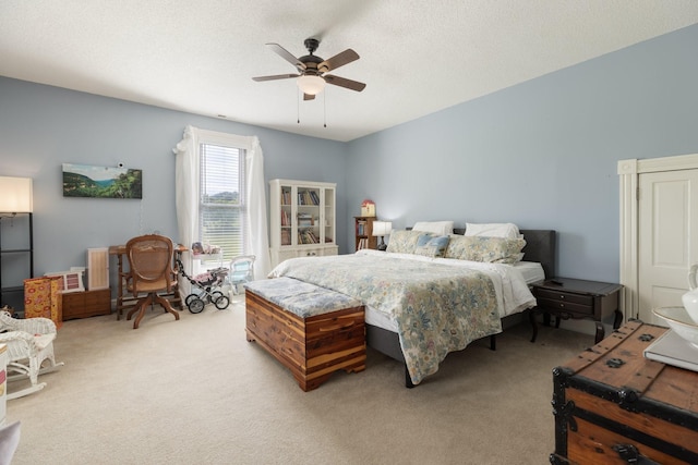 3310 Booker Ridge Rd, Mount Pleasant, TN 38474 - bedroom featuring light colored carpet, freestanding refrigerator, and a ceiling fan