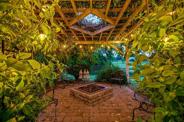 3310 Booker Ridge Rd, Mount Pleasant, TN 38474 - view of patio / terrace with a pergola and an outdoor fire pit