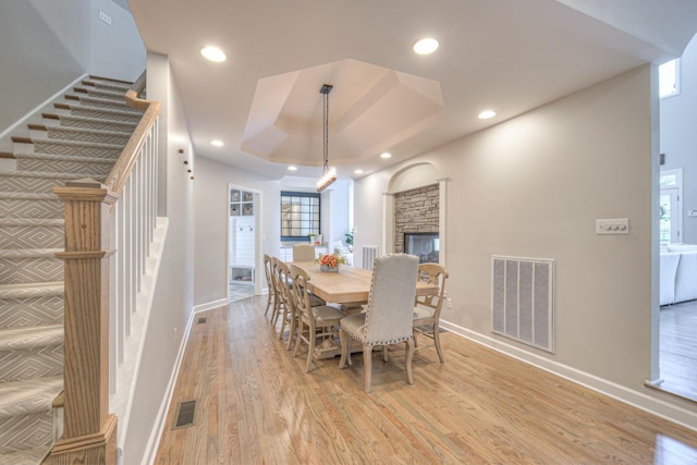 114 Moonlight Dr, Gallatin, TN 37066 - dining room featuring stairs, light wood finished floors, baseboards, and recessed lighting