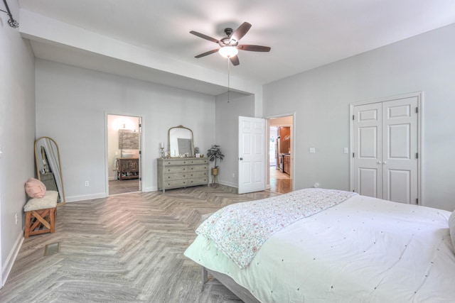 114 Moonlight Dr, Gallatin, TN 37066 - bedroom featuring baseboards, a ceiling fan, and ensuite bathroom