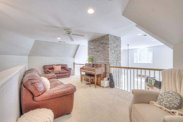 114 Moonlight Dr, Gallatin, TN 37066 - living area featuring ceiling fan, carpet floors, and recessed lighting