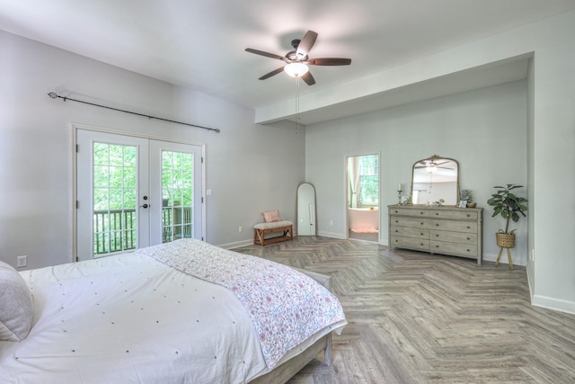 114 Moonlight Dr, Gallatin, TN 37066 - bedroom with access to exterior, baseboards, french doors, and multiple windows