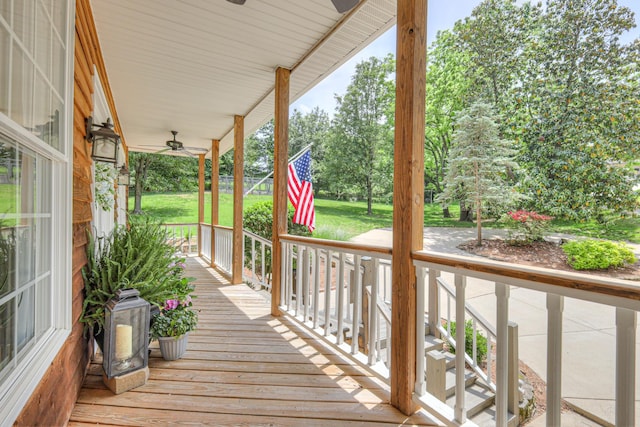 114 Moonlight Dr, Gallatin, TN 37066 - wooden deck with covered porch and a ceiling fan