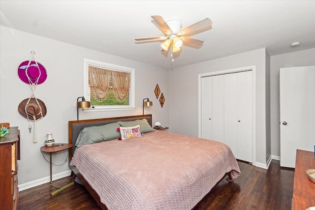 1304 Cheshire Dr, Nashville, TN 37207 - bedroom with wood finished floors, baseboards, a closet, and ceiling fan