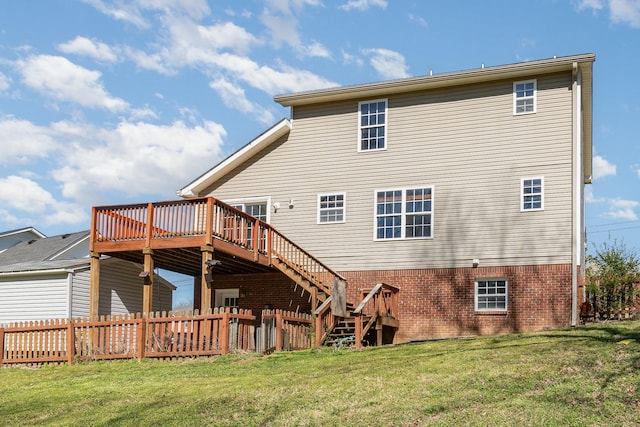 807 Sugarcane Way, Clarksville, TN 37040 - rear view of house featuring a deck, stairs, and brick siding