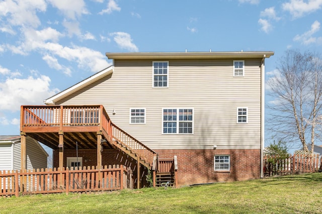 807 Sugarcane Way, Clarksville, TN 37040 - back of house with a wooden deck, stairs, and brick siding