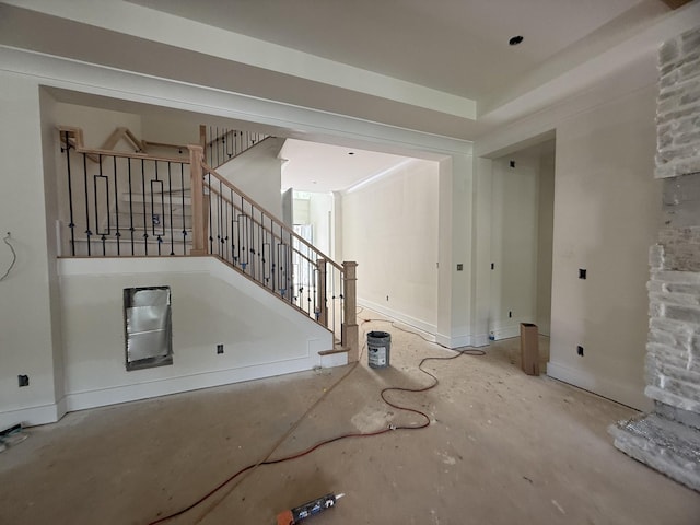 7424 Leelee Dr, Franklin, TN 37064 - unfurnished living room with stairway and baseboards