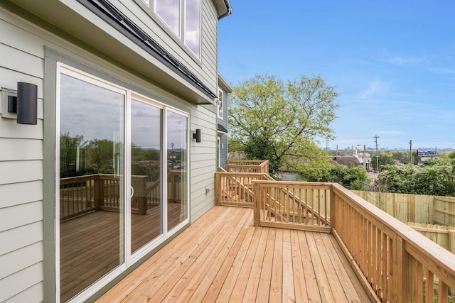 wooden deck featuring fence