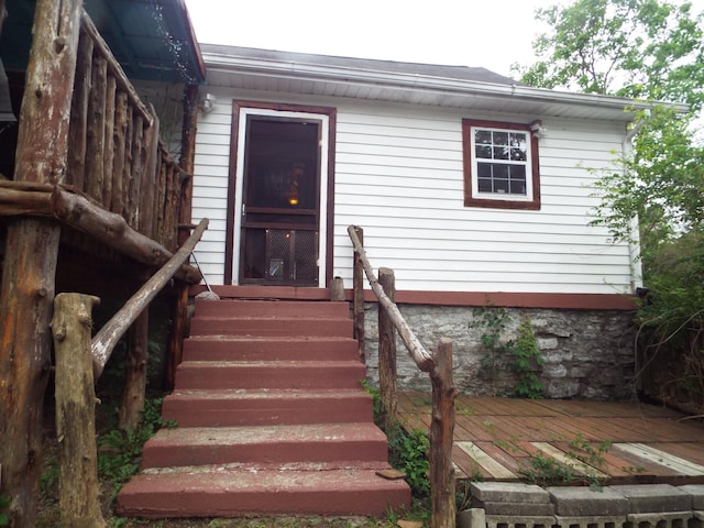 165 E Main St, Alexandria, TN 37012 - property entrance featuring a wooden deck