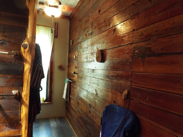 165 E Main St, Alexandria, TN 37012 - stairs with wooden walls and wood finished floors
