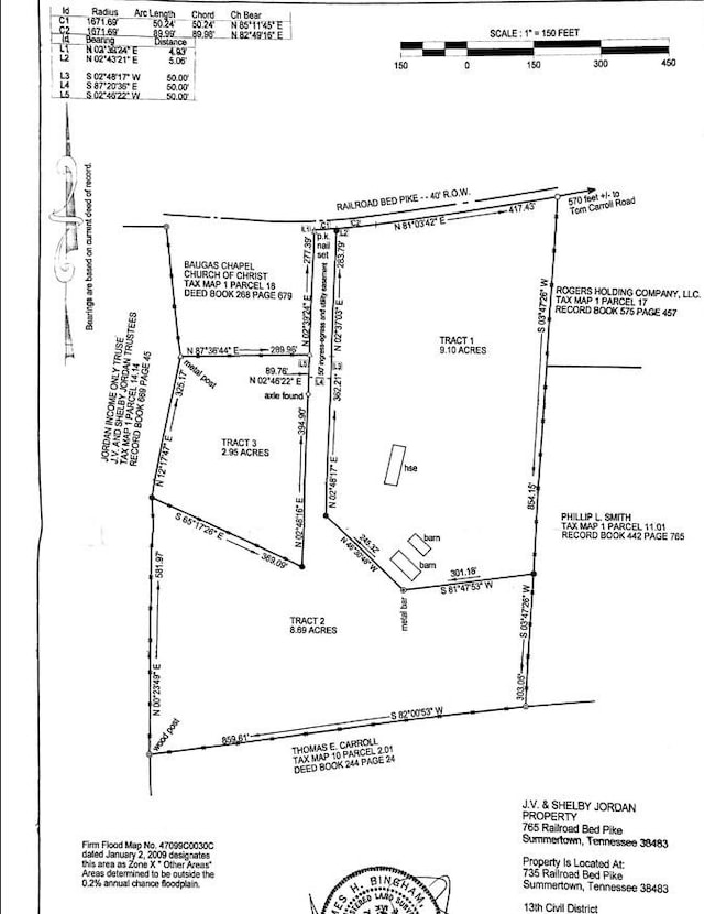 735 Railroad Bed Pike, Summertown, TN 38483 - survey map / technical document