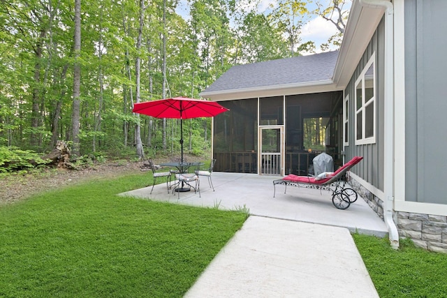 120 Destineys Way, Gruetli Laager, TN 37339 - view of green lawn featuring a sunroom and a patio