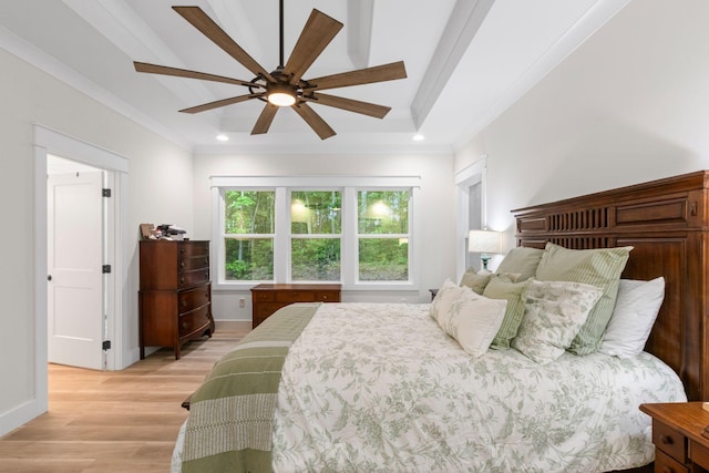 120 Destineys Way, Gruetli Laager, TN 37339 - bedroom with light wood-type flooring, ornamental molding, recessed lighting, baseboards, and a ceiling fan