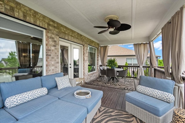 429 Finnhorse Ln, Franklin, TN 37064 - sunroom / solarium with an outdoor hangout area, ceiling fan, and french doors