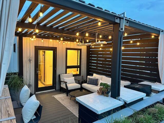 55 E Main St # 208, Chattanooga, TN 37408 - wooden terrace featuring a pergola and an outdoor living space