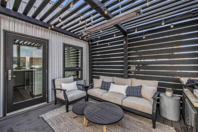 55 E Main St # 208, Chattanooga, TN 37408 - wooden terrace featuring an outdoor living space and a pergola