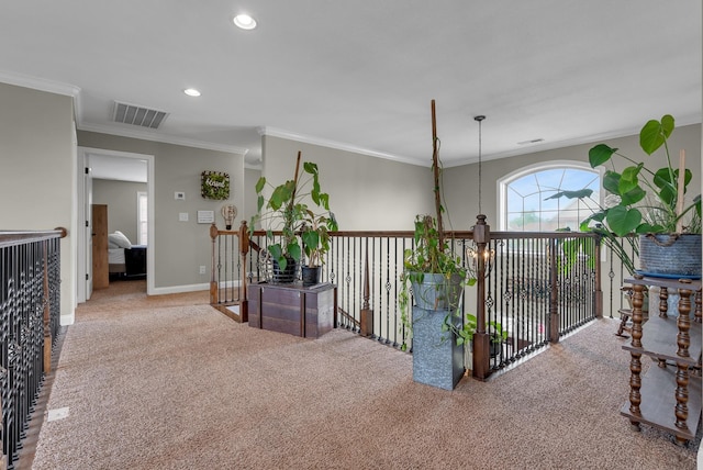 1607 Edgewater Ln, Clarksville, TN 37043 - corridor featuring carpet flooring, crown molding, recessed lighting, and baseboards