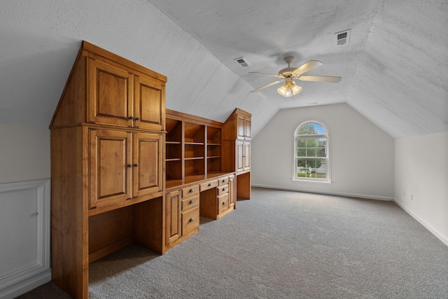 1332 Dodd Trl, Murfreesboro, TN 37128 - additional living space featuring lofted ceiling, a ceiling fan, carpet flooring, a textured ceiling, and baseboards