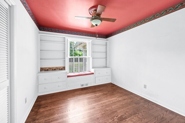 411 Tremont Dr, Murfreesboro, TN 37130 - empty room with ceiling fan, dark wood-type flooring, and baseboards