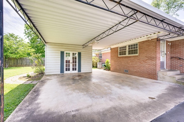 411 Tremont Dr, Murfreesboro, TN 37130 - view of patio / terrace featuring fence, an attached carport, and french doors
