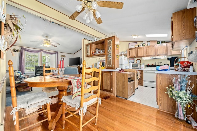 48 Enfield Dr, Beechgrove, TN 37018 - dining room with ceiling fan, light wood-type flooring, and vaulted ceiling