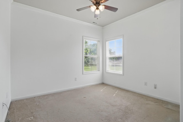 208 Sunnyside Dr, Chapel Hill, TN 37034 - spare room featuring light carpet, ornamental molding, baseboards, and ceiling fan