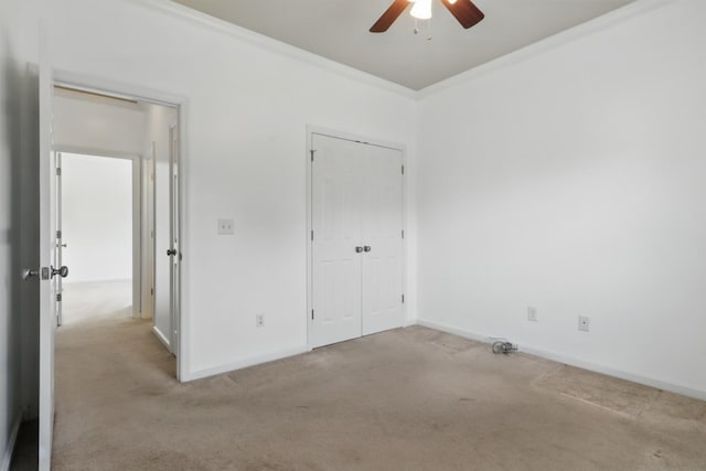 208 Sunnyside Dr, Chapel Hill, TN 37034 - unfurnished bedroom with carpet, baseboards, a ceiling fan, a closet, and crown molding
