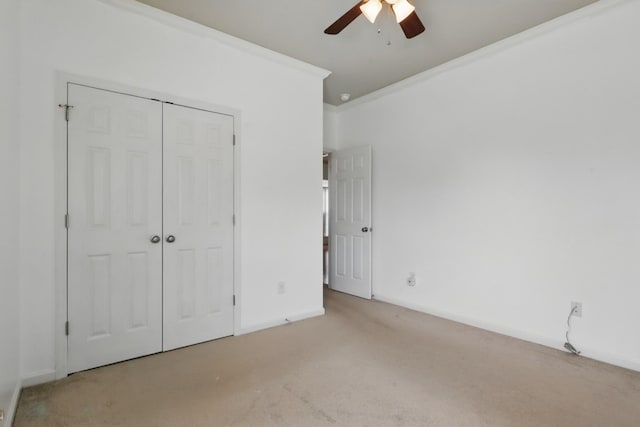 208 Sunnyside Dr, Chapel Hill, TN 37034 - unfurnished bedroom with carpet, baseboards, a closet, and ceiling fan