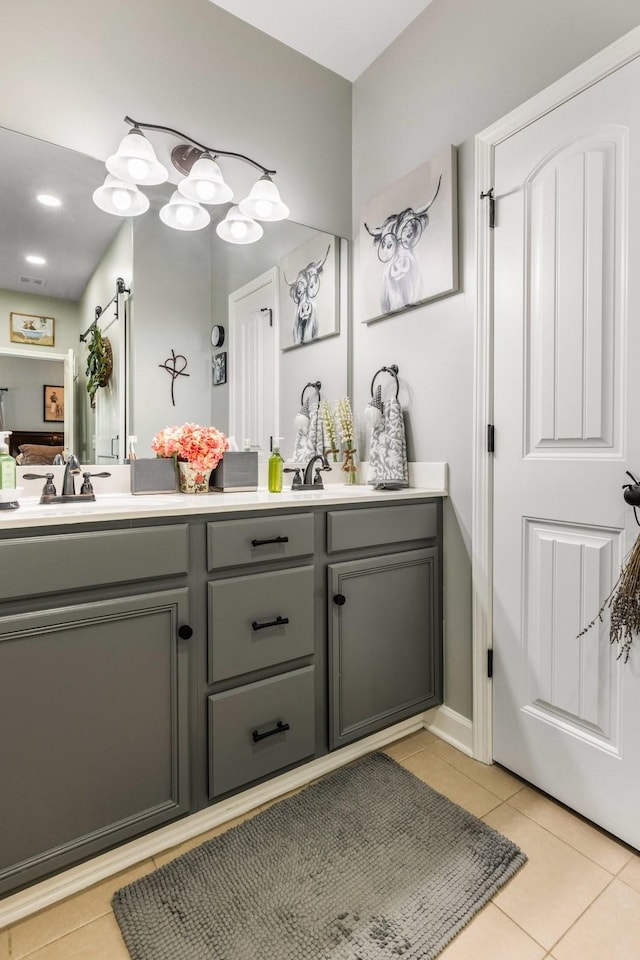 bathroom featuring vanity and tile patterned floors